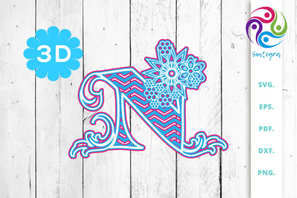 3D Floral Chevron Letter N: A Versatile Design