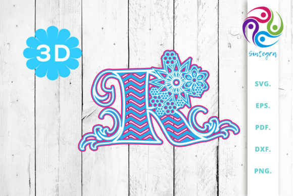 3D Multilayer Floral Chevron Letter R: A Versatile Design for Crafters