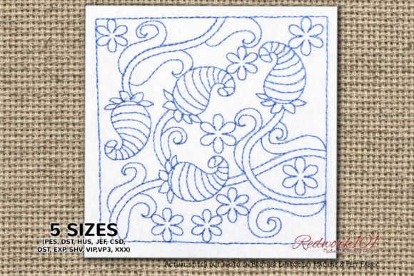 Abstract Floral Pattern Redwork: A Charming Embroidery Design