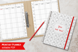 Effortless Planning with Undated Monthly Planner B W Apples