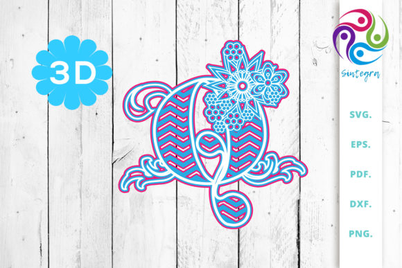 Explore 3D Multilayer Floral Chevron Letter Q