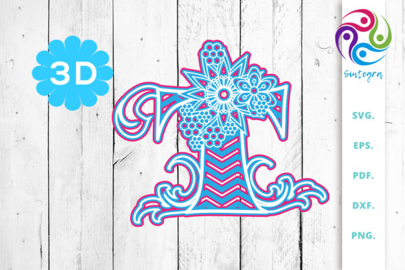Explore 3D Multilayer Floral Chevron Letter T