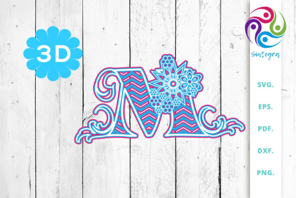 Exploring the Versatility of 3D Multilayer Floral Chevron Letter M SVG Cut Files